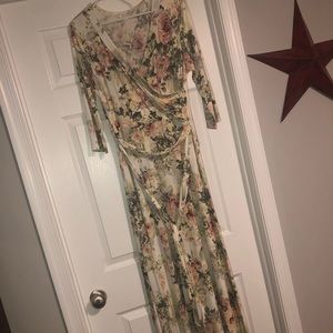 Pink blush long maternity dress